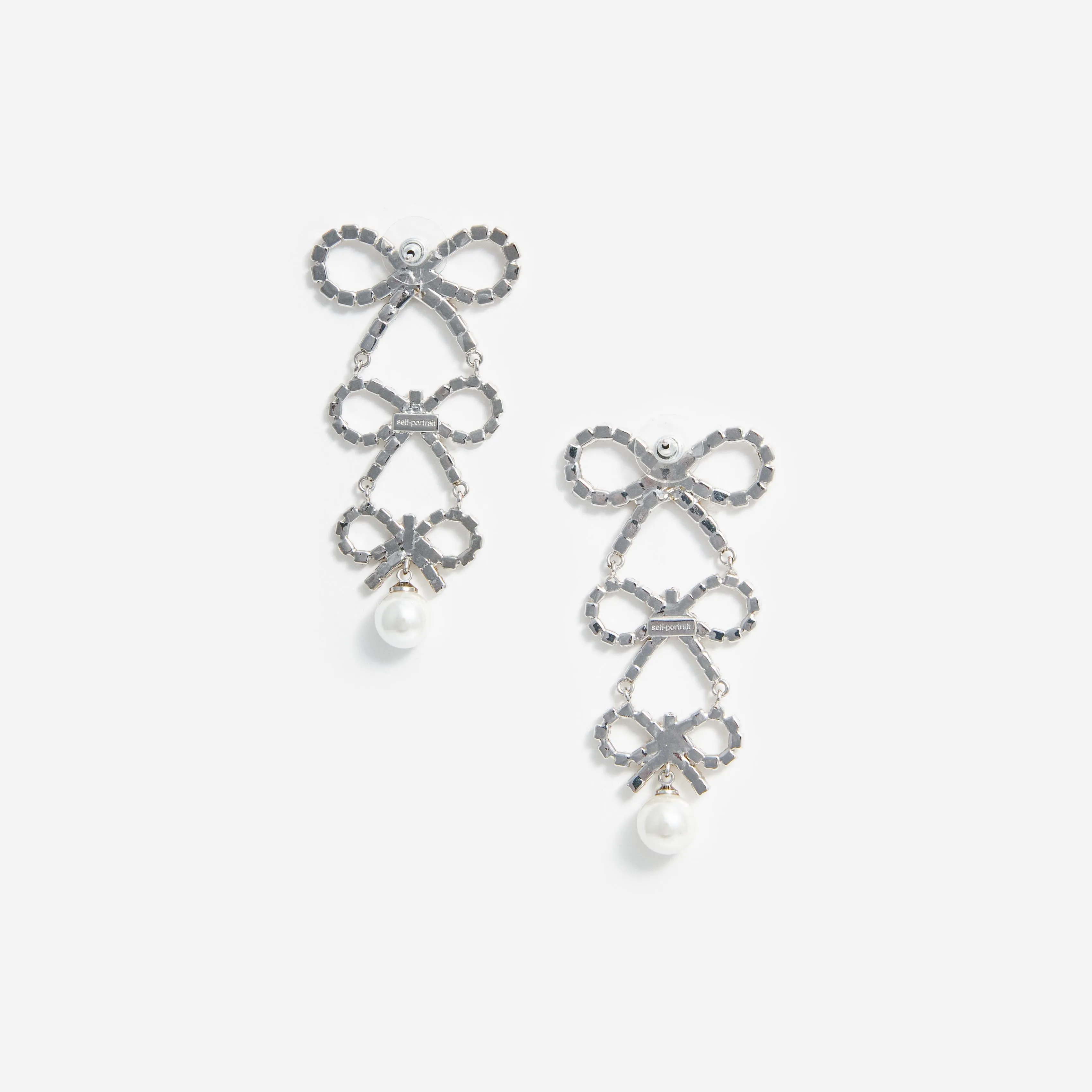Tiered Crystal Bow Earrings Self Portrait