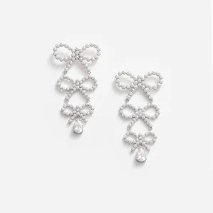 Tiered Pearl Bow Earrings Self Portrait