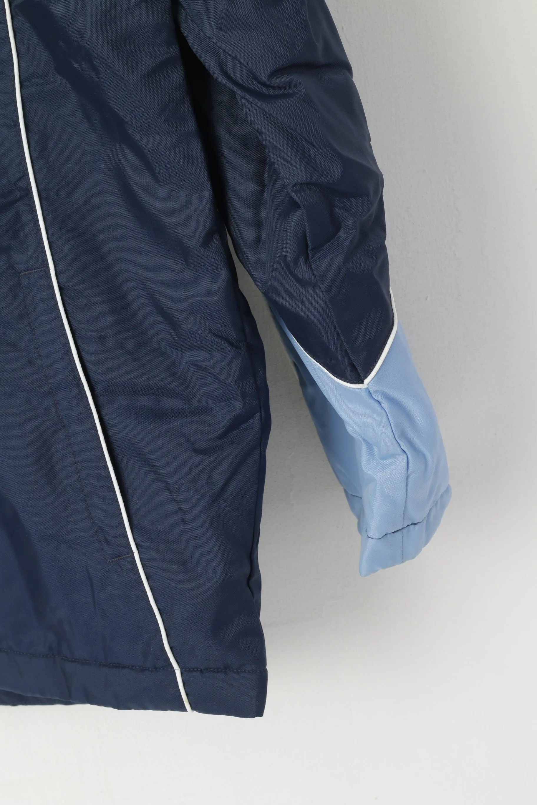 Umbro Men S Jacket Blue Vintage Nylon Waterproof Lightly Padded Hidden Hood Top