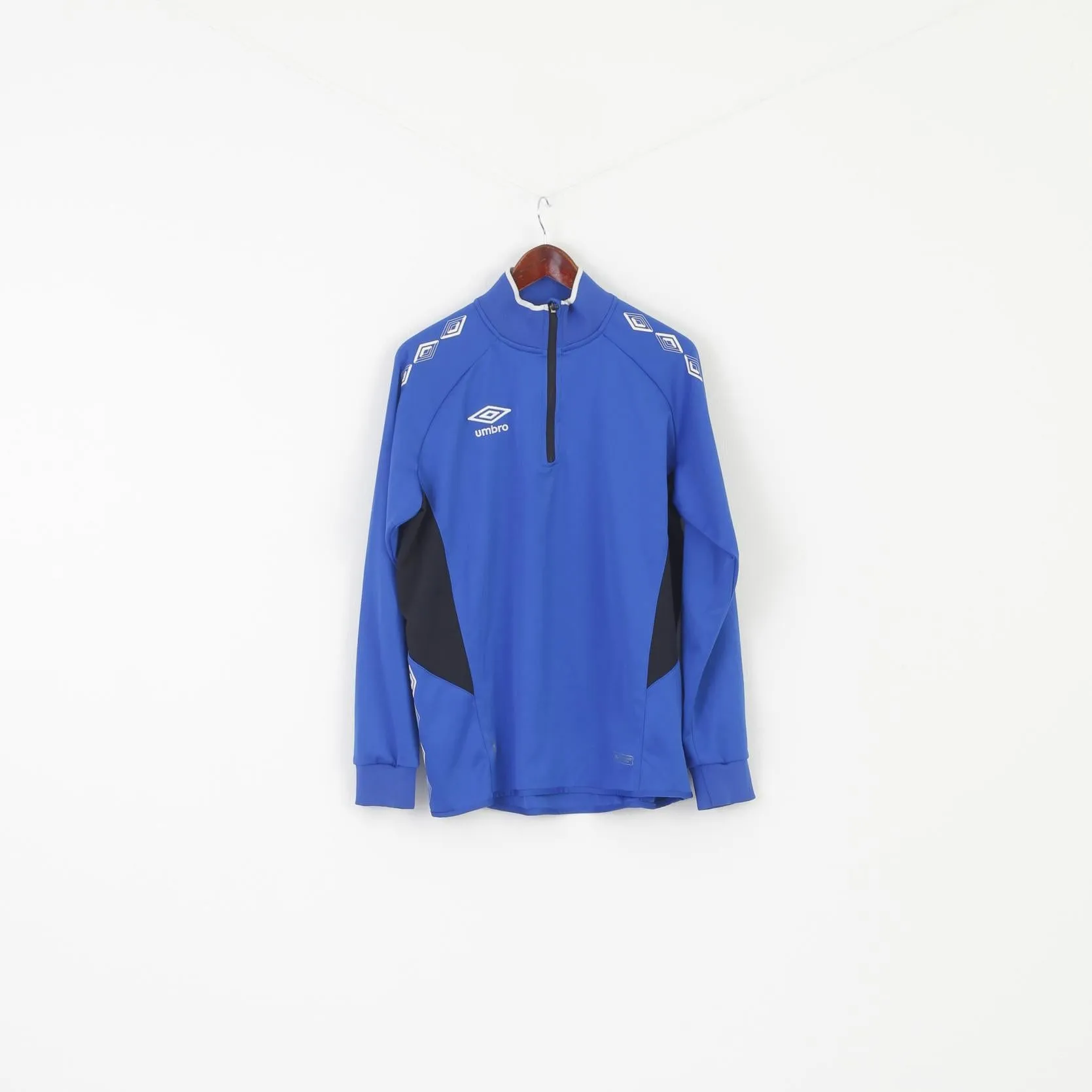 Umbro Men XL Shirt Blue Performance Teamwear UX-1 Vapa Tech Zip Neck Top