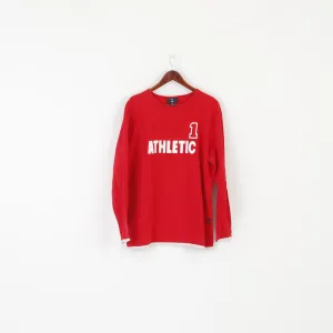 US Sports Men 52/54 L Shirt Red Cotton Vintage Long Sleeve Crew Neck Athletic #1 Top
