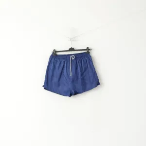 Vintage Men 9 L Shorts Navy Striped Shiny Training Gym Run Sportswear