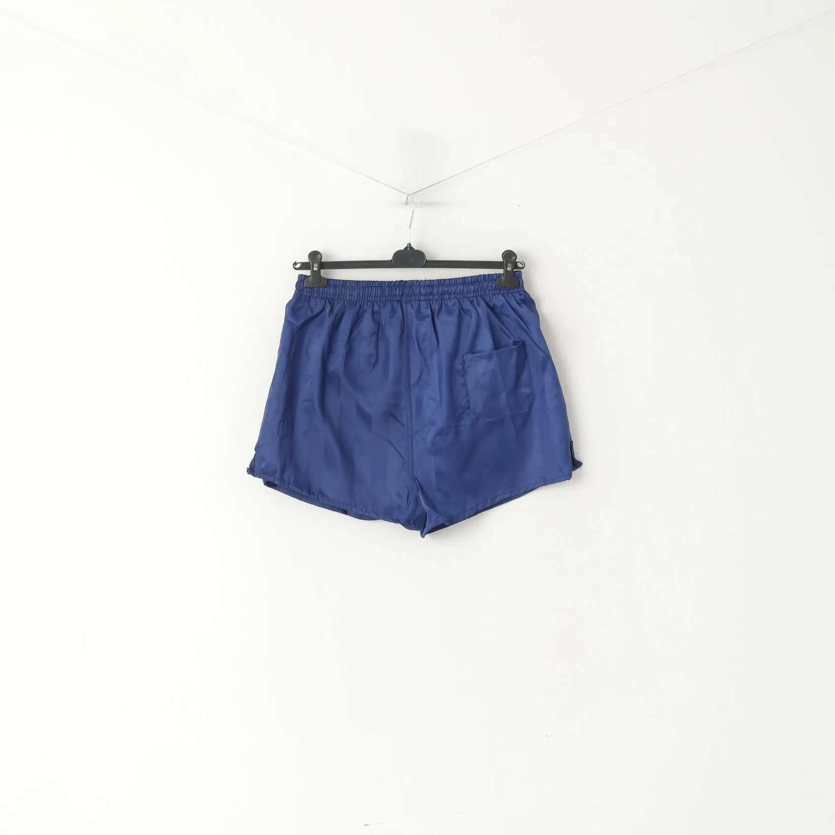 Vintage Men 9 L Shorts Navy Striped Shiny Training Gym Run Sportswear