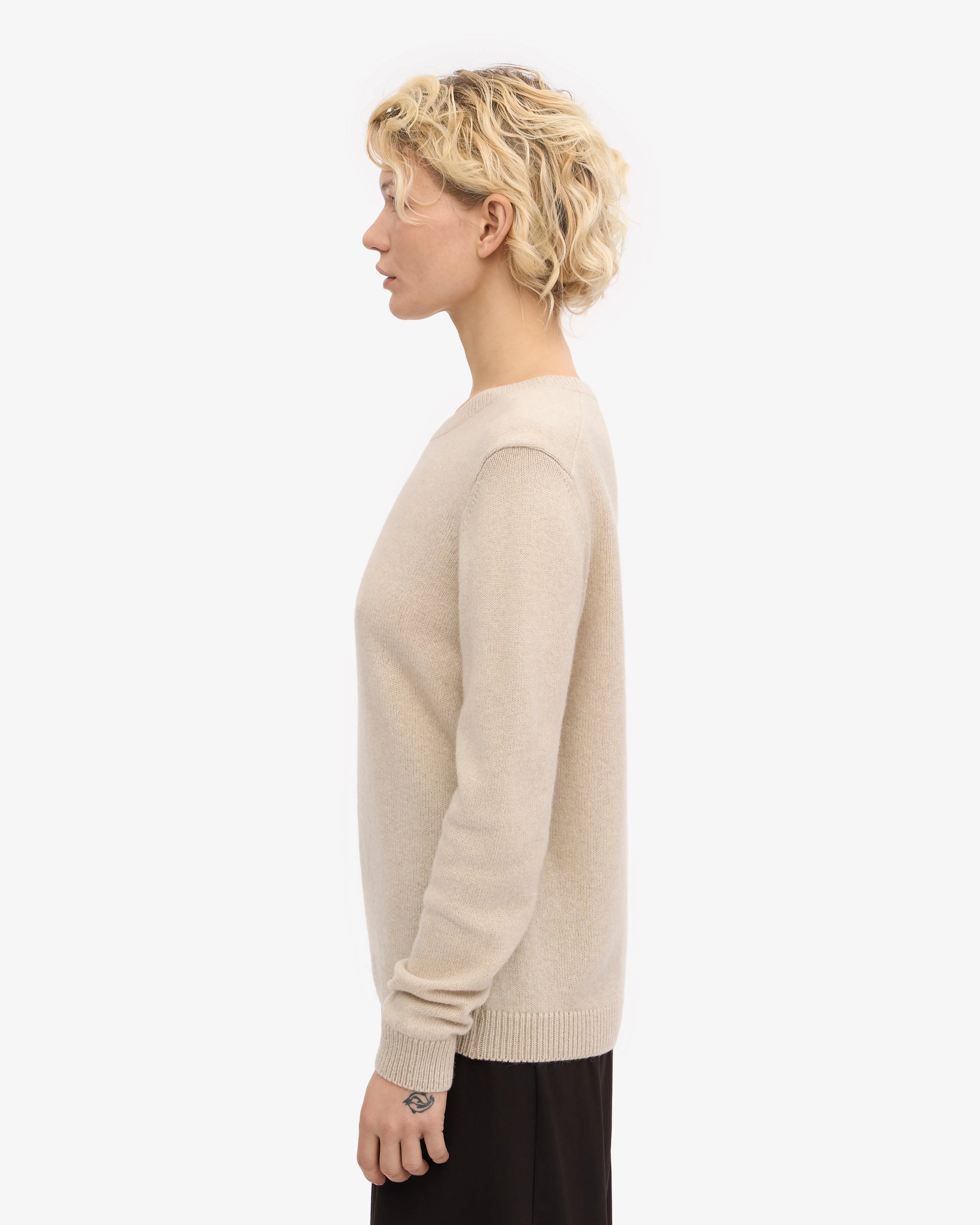 Women Classic Merino Wool Crew - Ivory White