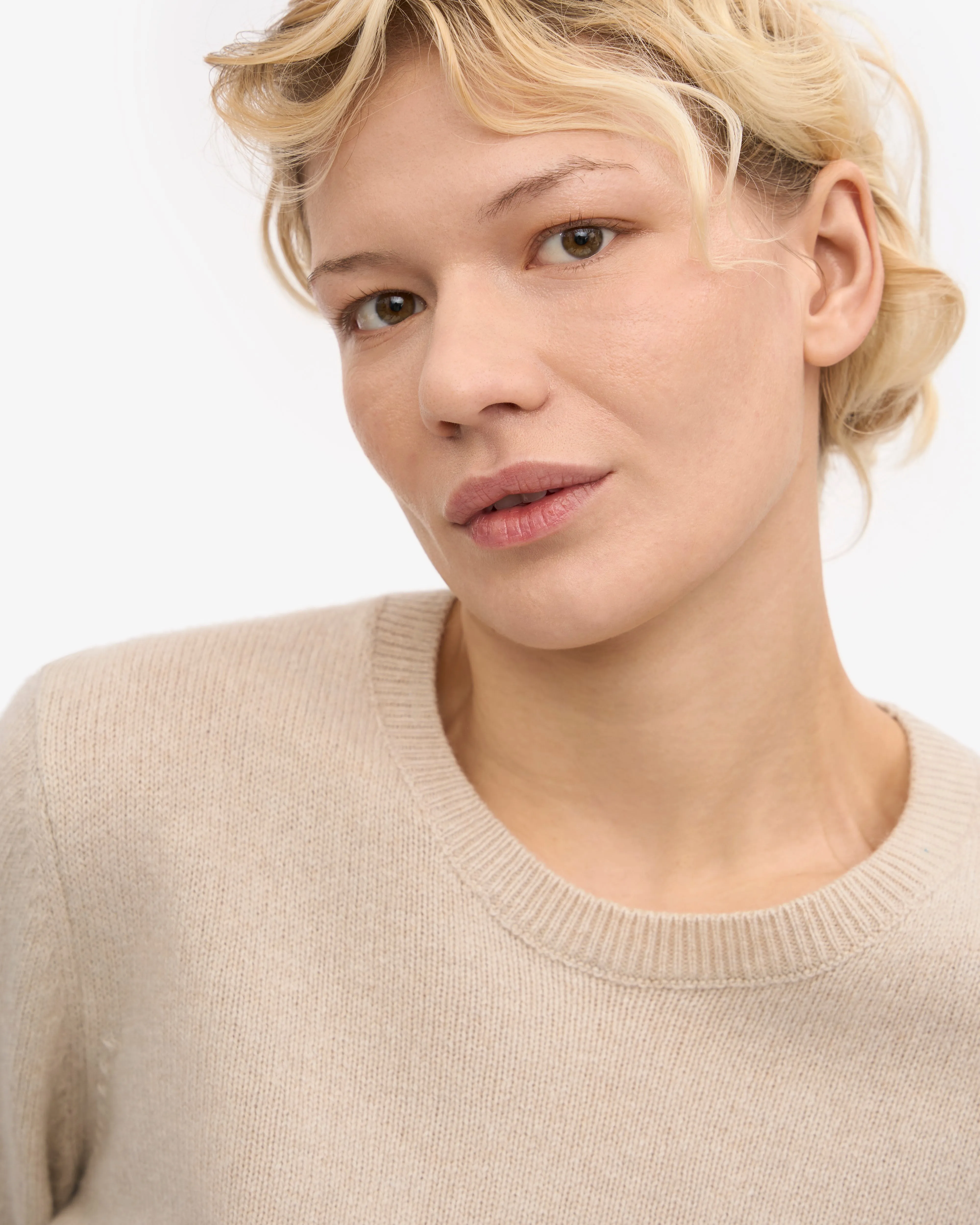 Women Classic Merino Wool Crew - Ivory White