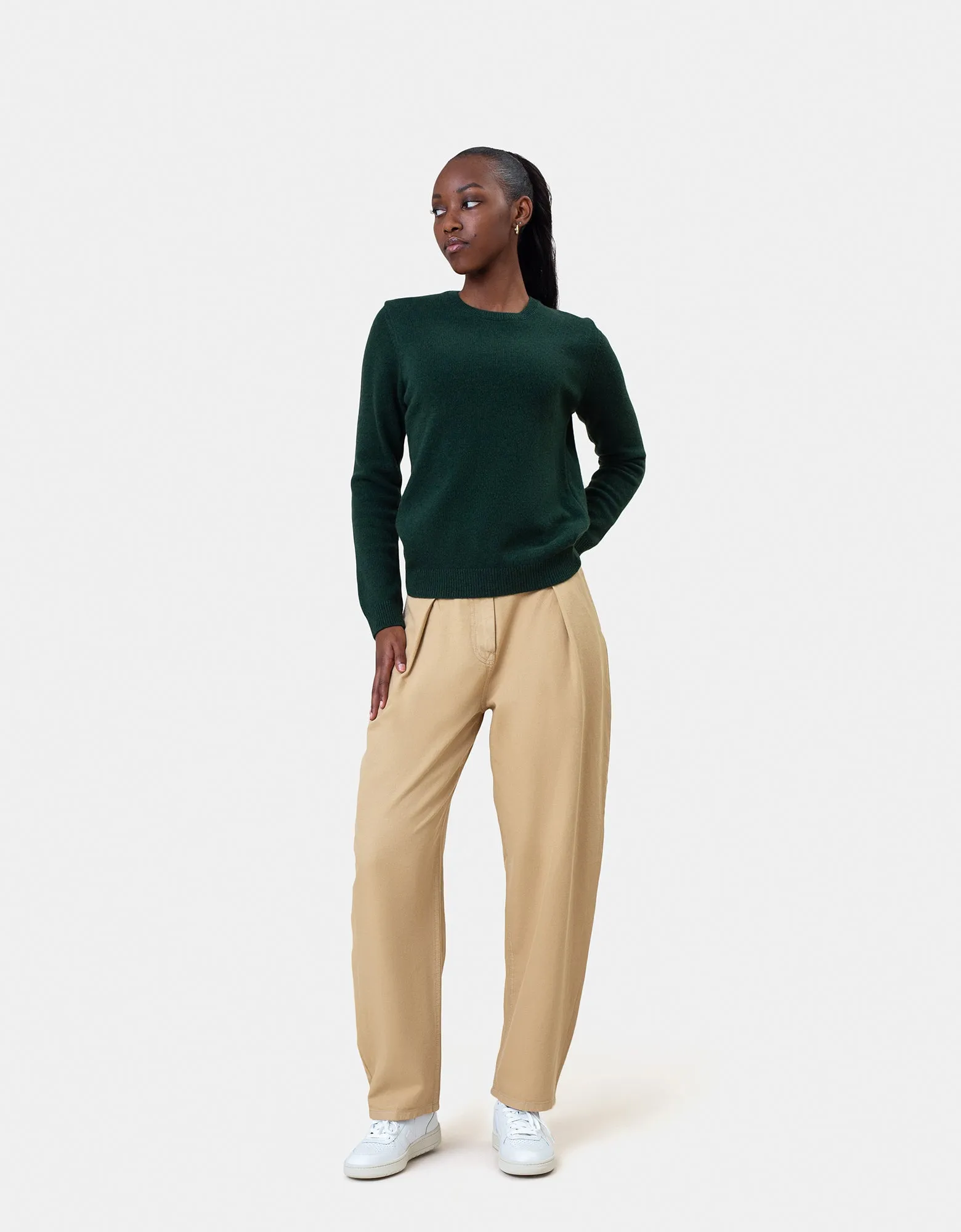 Women Classic Merino Wool Crew - Scarlet Red