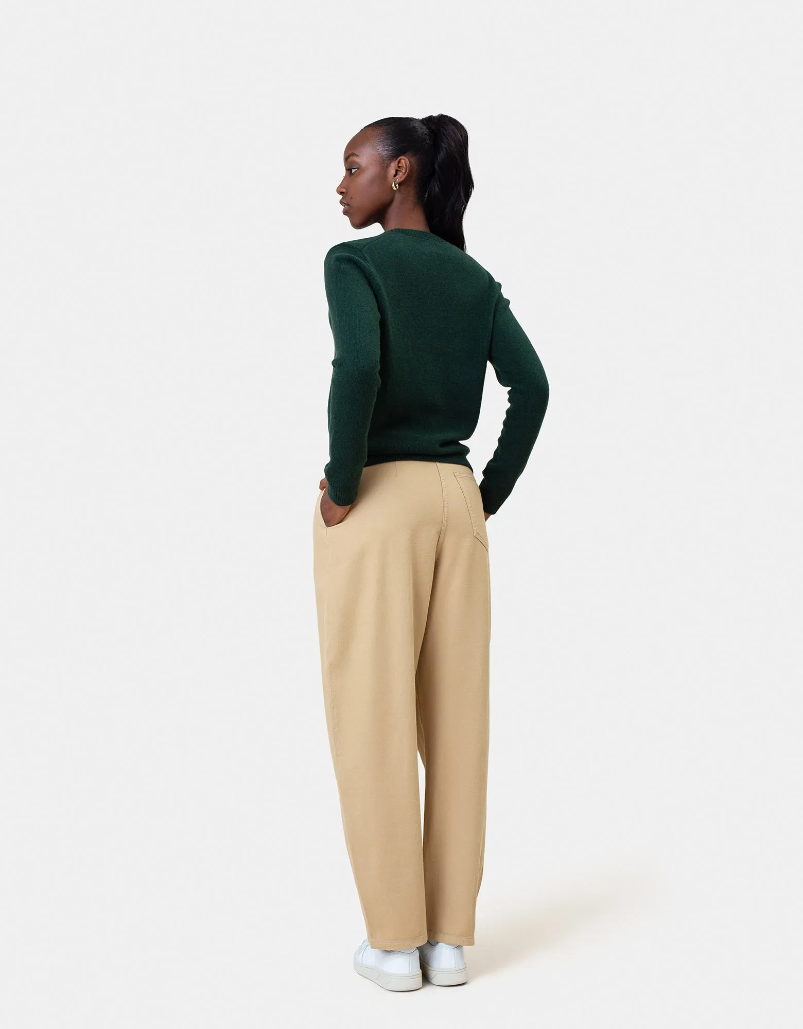 Women Classic Merino Wool Crew - Scarlet Red