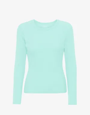 Women Organic Rib LS T-Shirt - Light Aqua