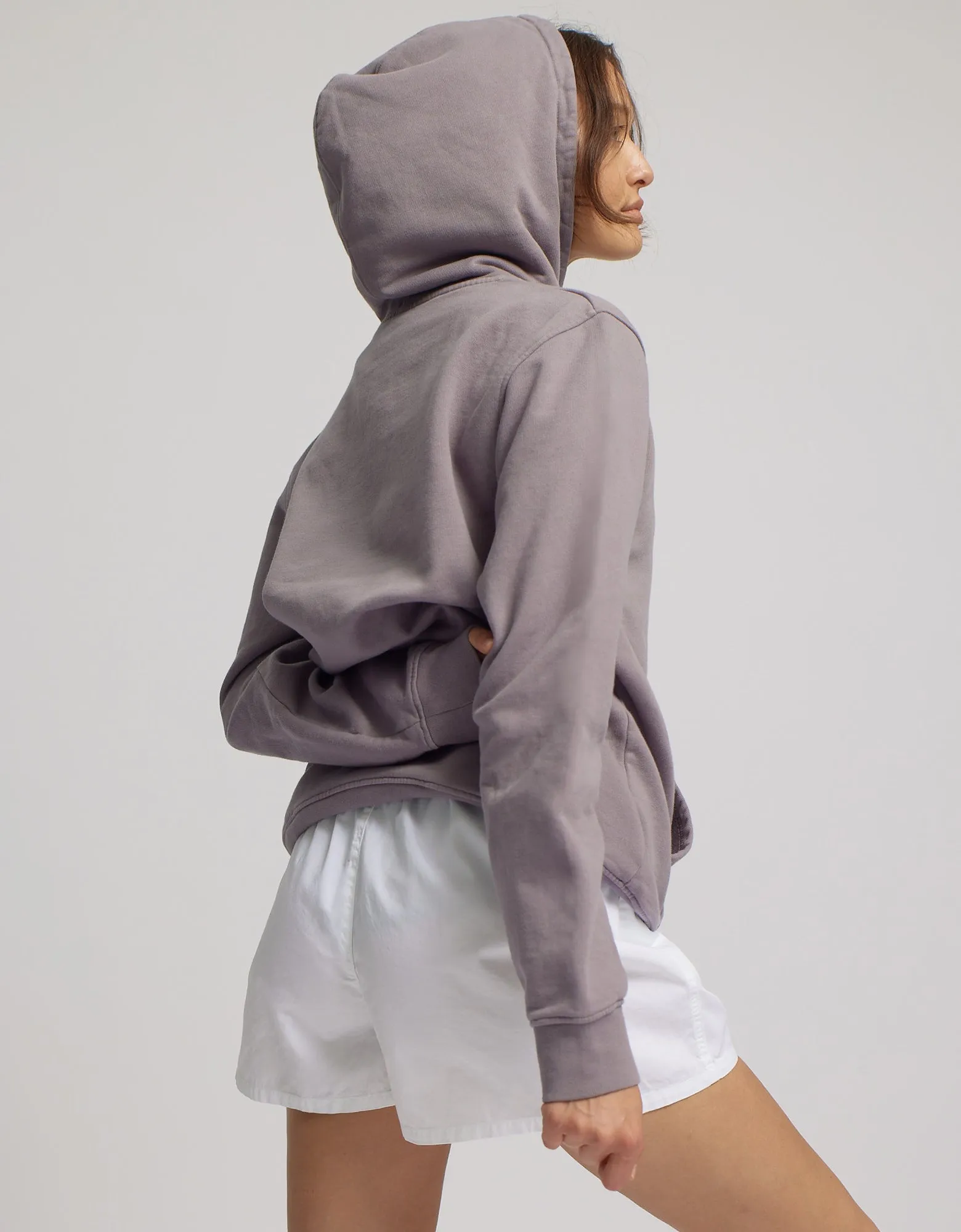 Women Organic Twill Shorts - Oyster Grey