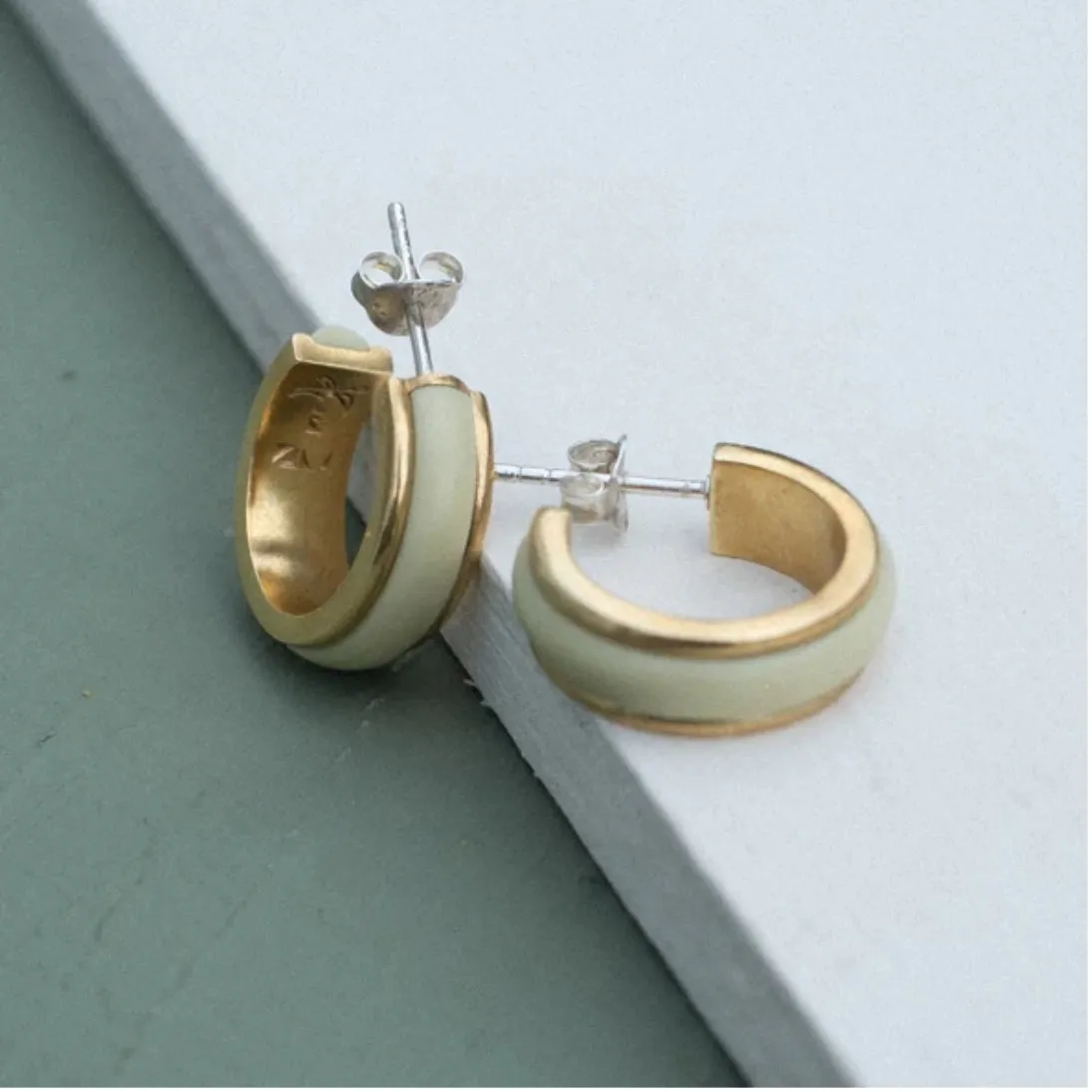 Zoe Morton Batu Hoop Earrings Oatmeal