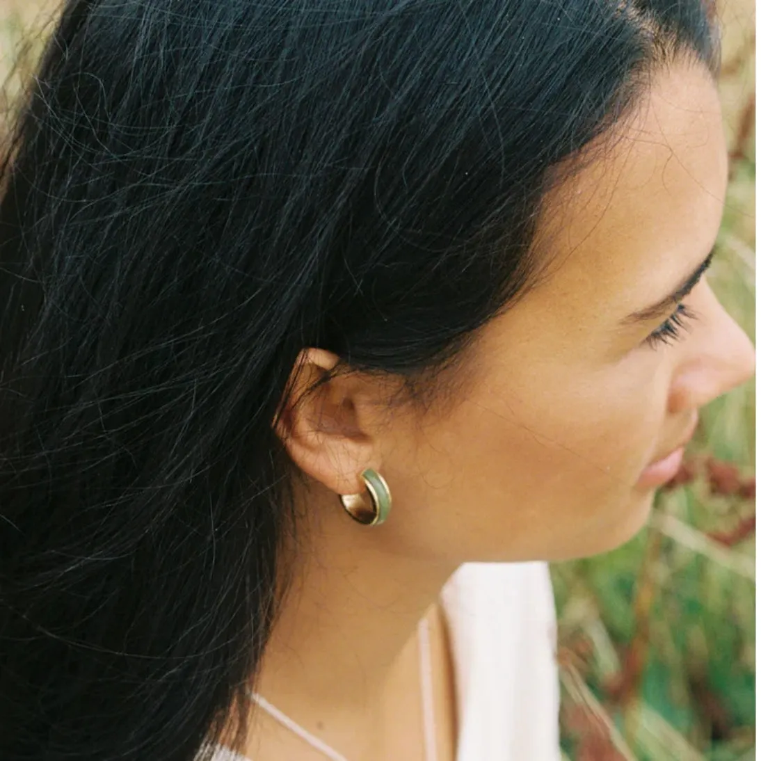 Zoe Morton Batu Hoop Earrings Sage Green
