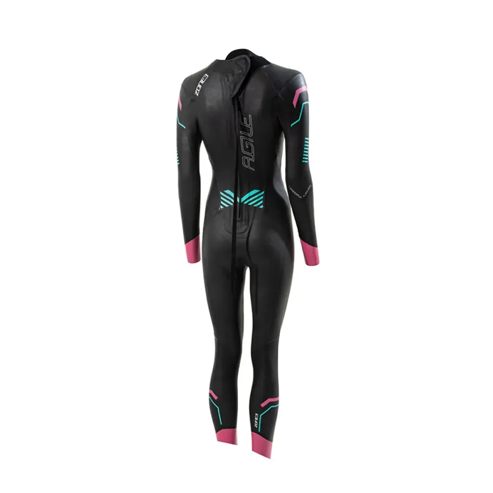 Zone 3 Agile Women's Wetsuit (Black/Pink/Turquoise)